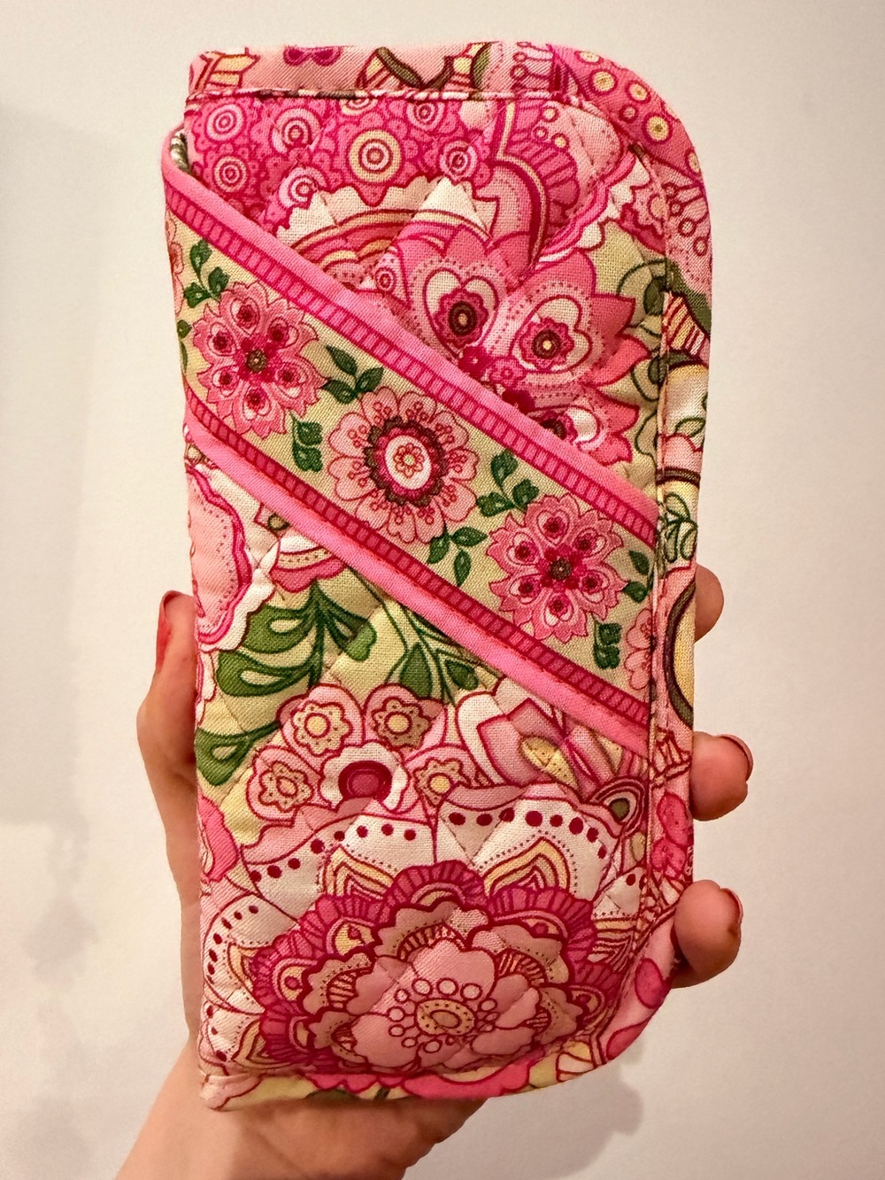 Vintage VERA BRADLEY Pink Petal Floral Cotton Eyeglasses & Sunglasses Case NEW